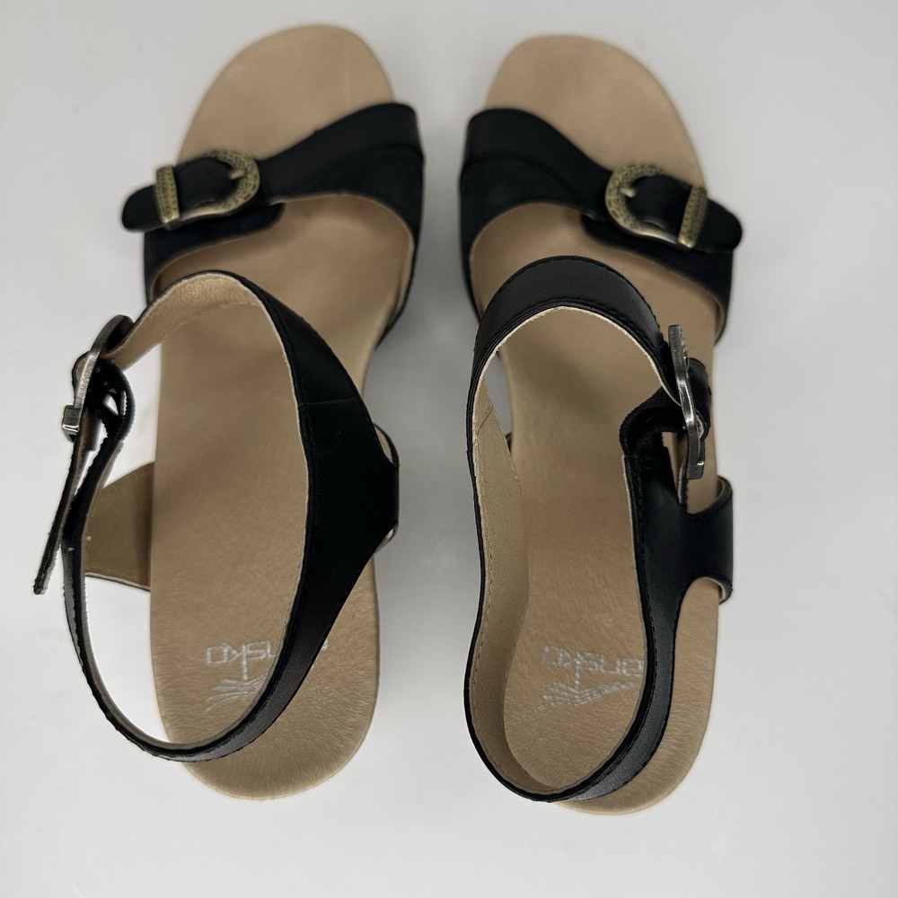 Dansko Anna Clogs Sandals Shoes Black Leather Buckle Strappy Heel Womens 41 10.5 - Picture 10 of 14